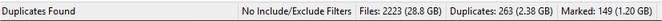 Find Duplicates - Status bar